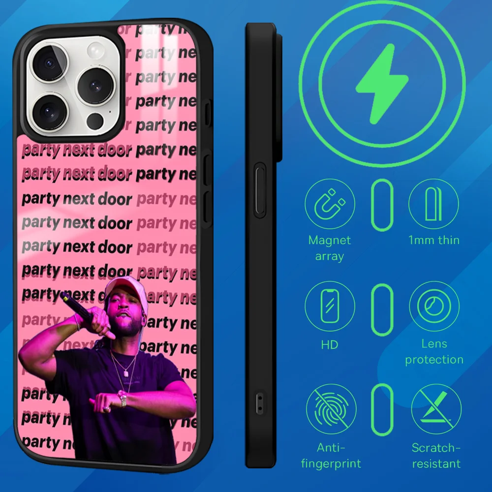 P-Partynextdoor Rapper Magnetic Phone Case For iPhone 15 14 13 12 11 Pro Max Plus Mini Mirror Wireless Magnetic Cover Funda