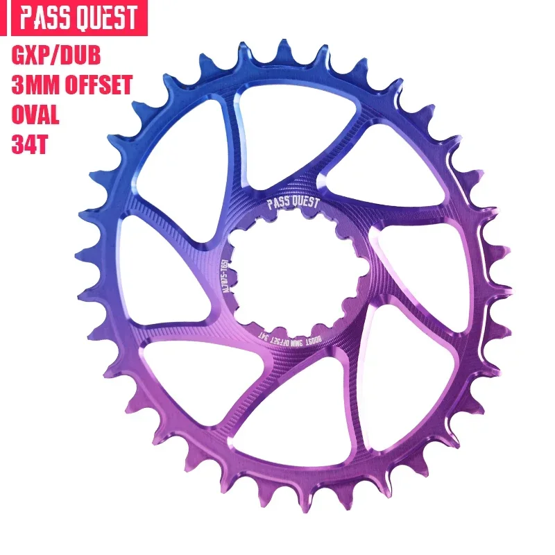 

PASS QUEST Colorful 3mm Offset Crankset For SRAM Gx xx1 Eagle GXP Round/oval MTB Narrow Chainring 32-38T Bike Bicycle Chainwheel