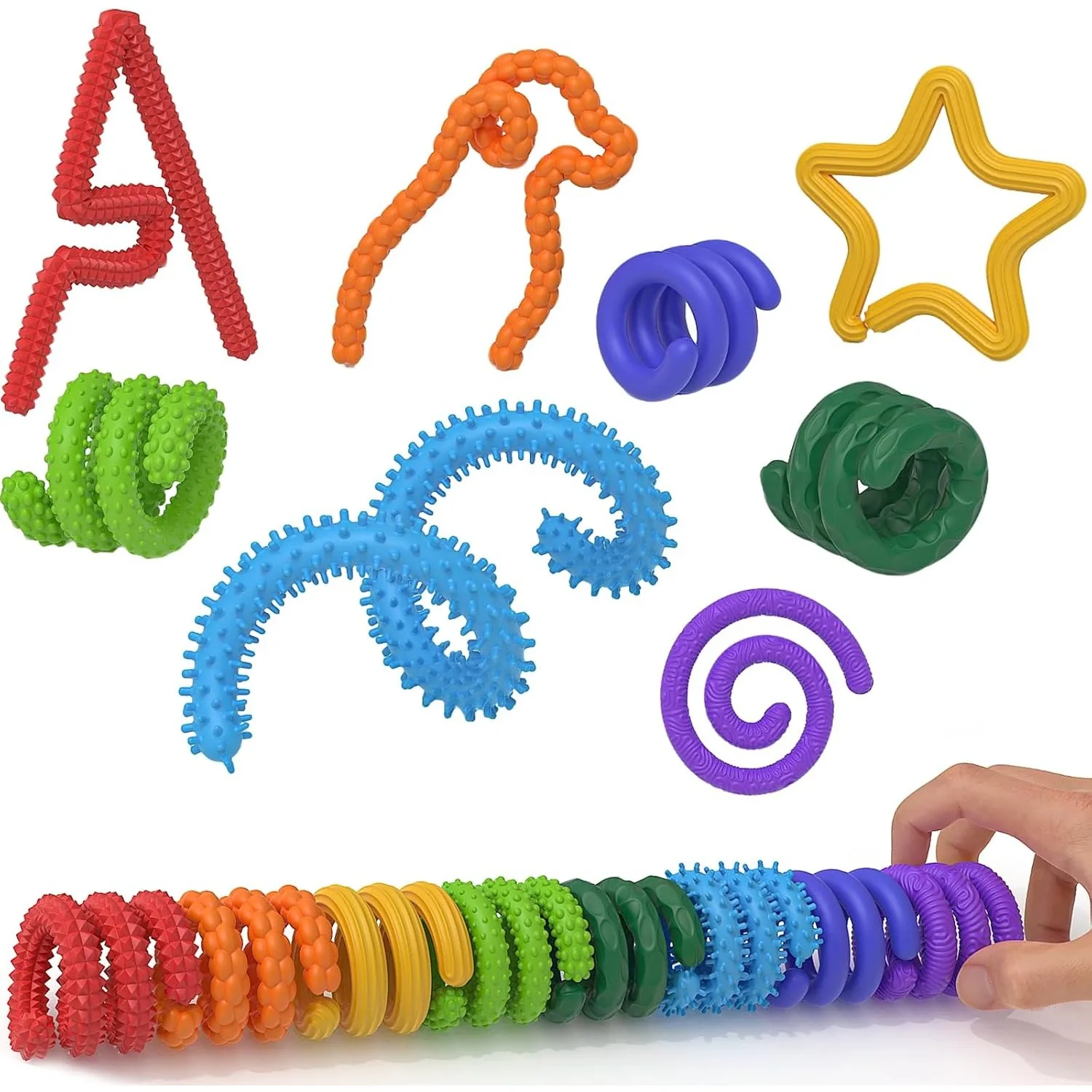 8 Stück EDC Fidget Sensory Sticks Spielzeug, Worry Balls, beruhigendes Spielzeug für Autismus, Kinder und Erwachsene, Angstlinderung, Stressabbau, sensorisches Spielzeug, Weihnachtsgeschenke