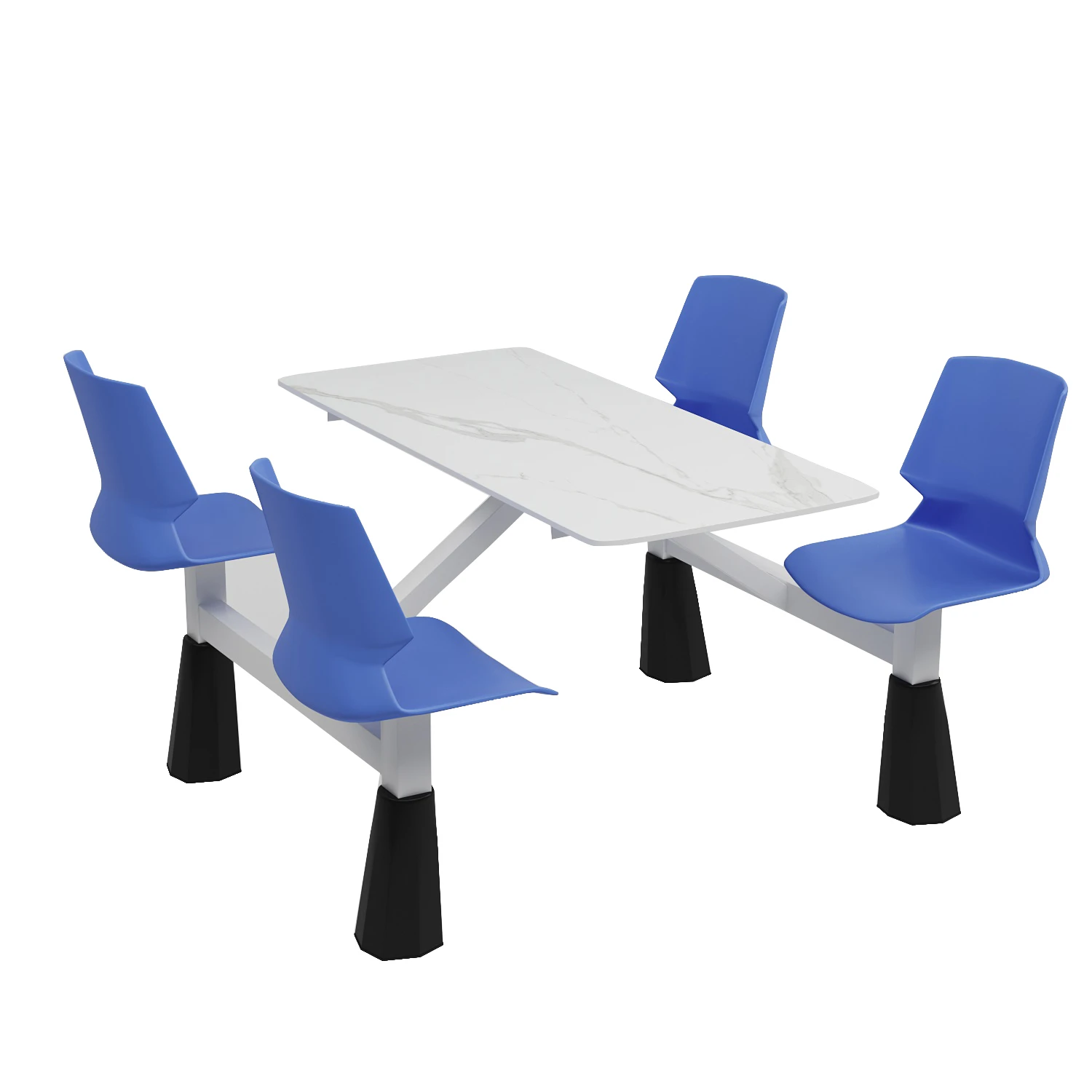 School Cafeteria Furniture School Canteen Dining Table and Chairs Set 4-seat School Canteen Plastic Tables and Chairs