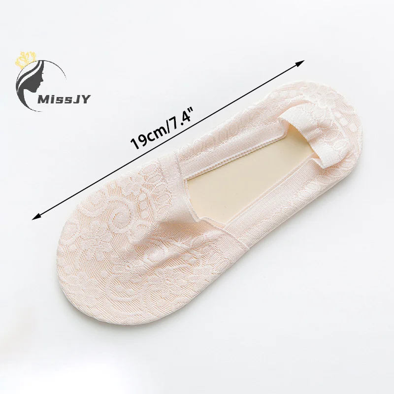 Women Socks Summer Thin Breathable Silicone Non-slip Ladies Invisible Lace Boat Sock Transparent Fashion