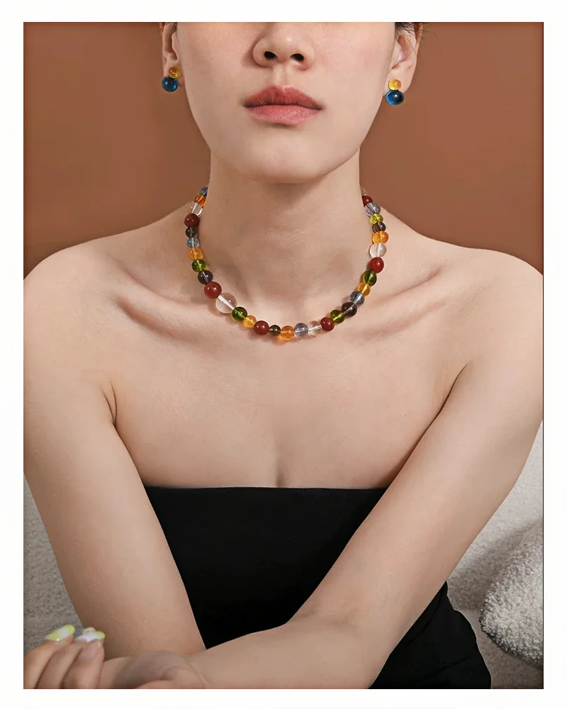 2026 Contrast ColorHigh-transparency Resin Stud Earrings | Korean Cute Style Hypoallergenic | Christmas Bohemian Party Jewelry