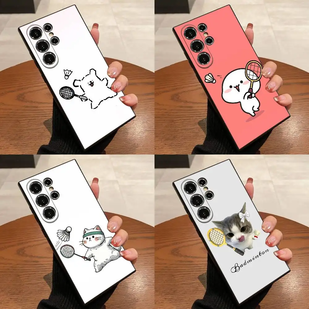 

Badminton Cartoon Phone Case For Samsung S21,S30,S25,S22,S23,S20,S24,Fe,Lite,5G,Ultra,Plus Black Cover