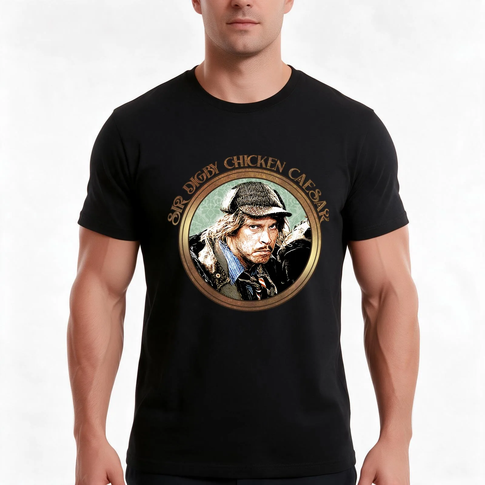 Sir Digby Chicken Caesar T-Shirt, Summer Casual Cotton Tee, Oversized Streetwear Tops, Vintage Graphic Print, Unisex Men Women