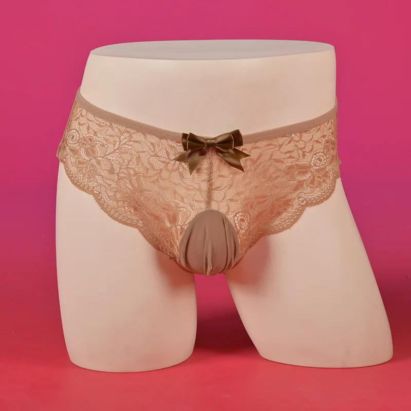 الدانتيل انظر من خلال سيسي الحقيبة سراويل مثير الجوف عودة الملابس الداخلية ملخصات مثلي الجنس الذكور رصاصة فصل الملابس الداخلية JK خادمة رجل الكلسون #2