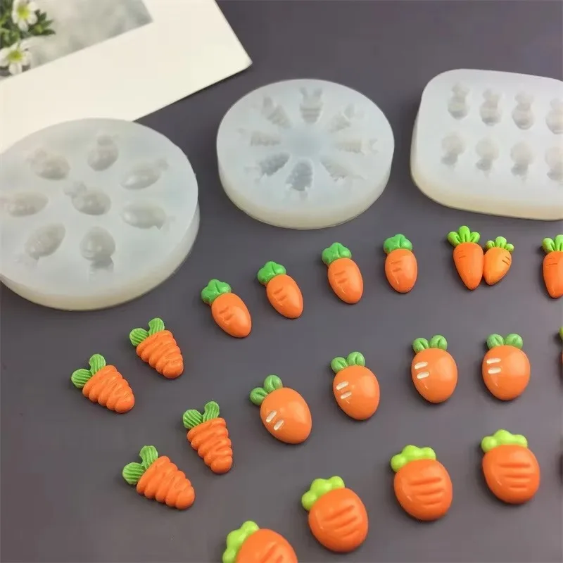 Mini Carrot Shape Silicone Mold High Temperature Resistant for Chocolate Candy Easter Theme Party Cakes Baking Decoration Tools