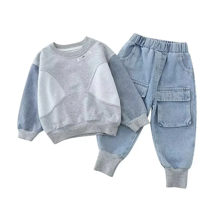 Kids Boys Sweater Suit Spring Autumn Clothing Children\'s Fashion Sportswear Suit Children\'s Clothing Boy\'s Baby Top Pants 2PCS