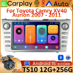 Android 15 For Toyota Camry XV40 Aurion 2007 - 2011 DSP Carplay Head Unit Multimedia Player GPS Navigation Stereo Car Radio WIFI