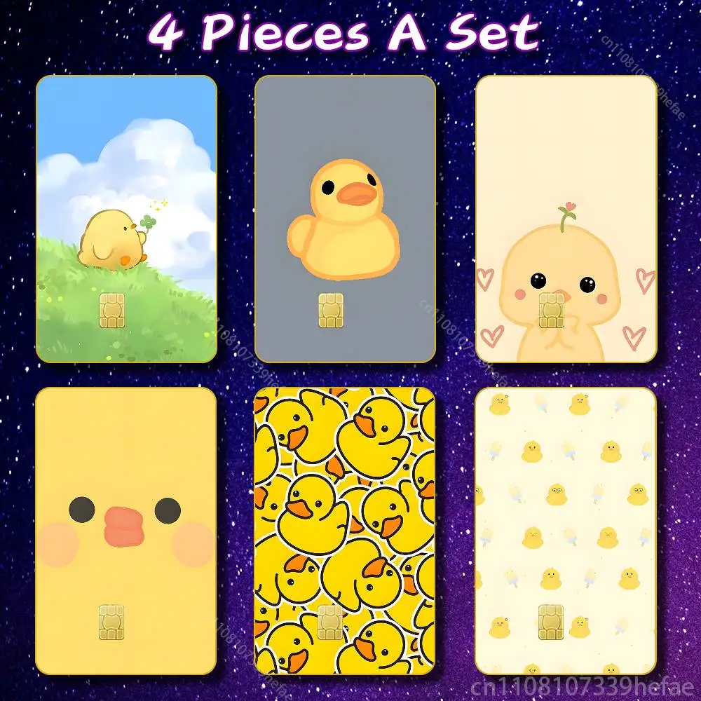 Cute Little Yellow Duck Sticker Skin For Credit Bank Campus Bus Card Cover Self-adhesive Decoration