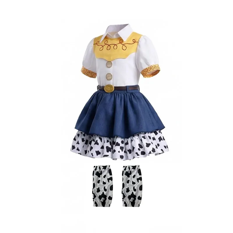 Child 2026 Toy Party Costume Play Movie Jessie Cosplay Girls Western Cowgirl Suit Double Layer Cow Print Dress With Leg Warmers image 3
