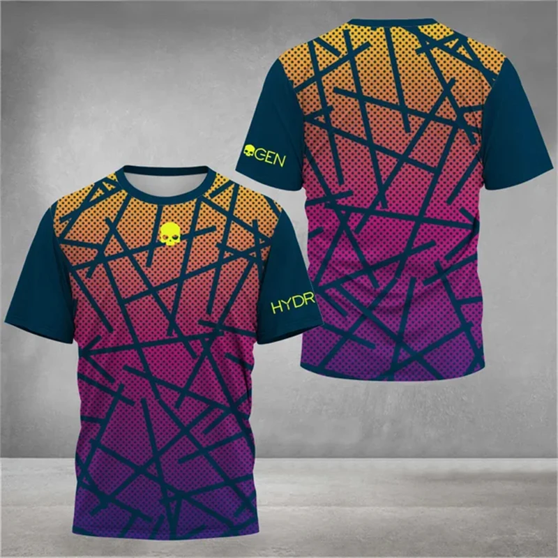 Grappige 3d Skull Print T-Shirt Voor Mannen Mode Gradiënt Tie-Dye Harajuku Sportkleding Outdoor Tennis Sport Korte Mouw Losse Tops