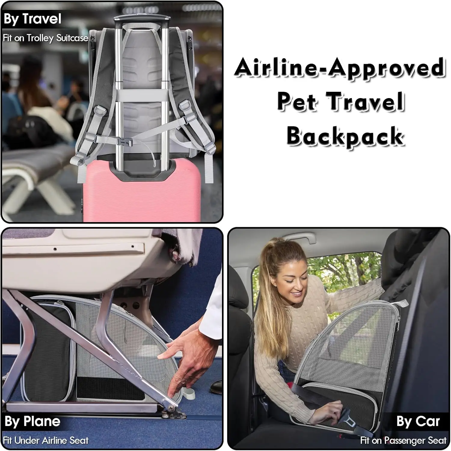 Cat Backpack Carrier Large Pet Backpack for Small Dog Medium Cat Puppy Kitten Bunny up to 15lbs, Ventilated Mesh Dog view 6