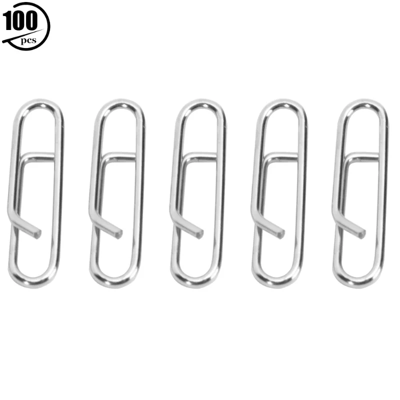 

100 Pcs Stainless Steel Oval Pin Powerful Fast Link Clip Fishing Tackle Interlock AccessoriesL