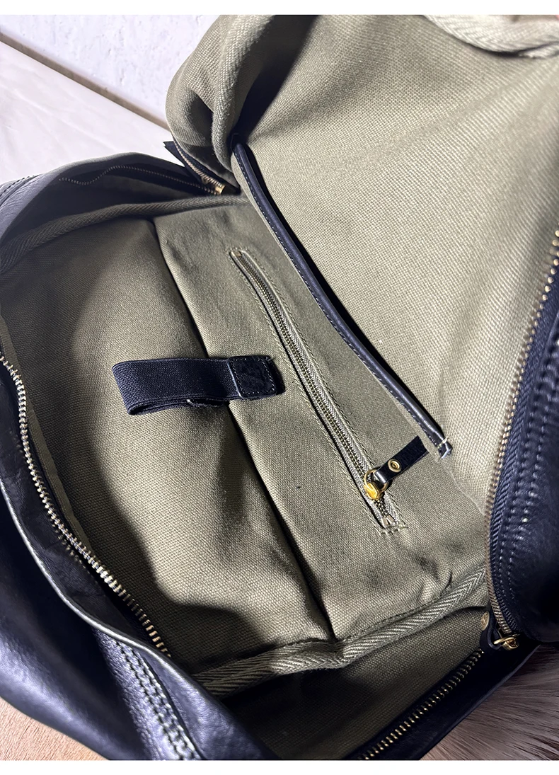 Simple luxury designer handmade genuine leather large capacity men's women's backpack outdoor travel cow leather laptop bagpack