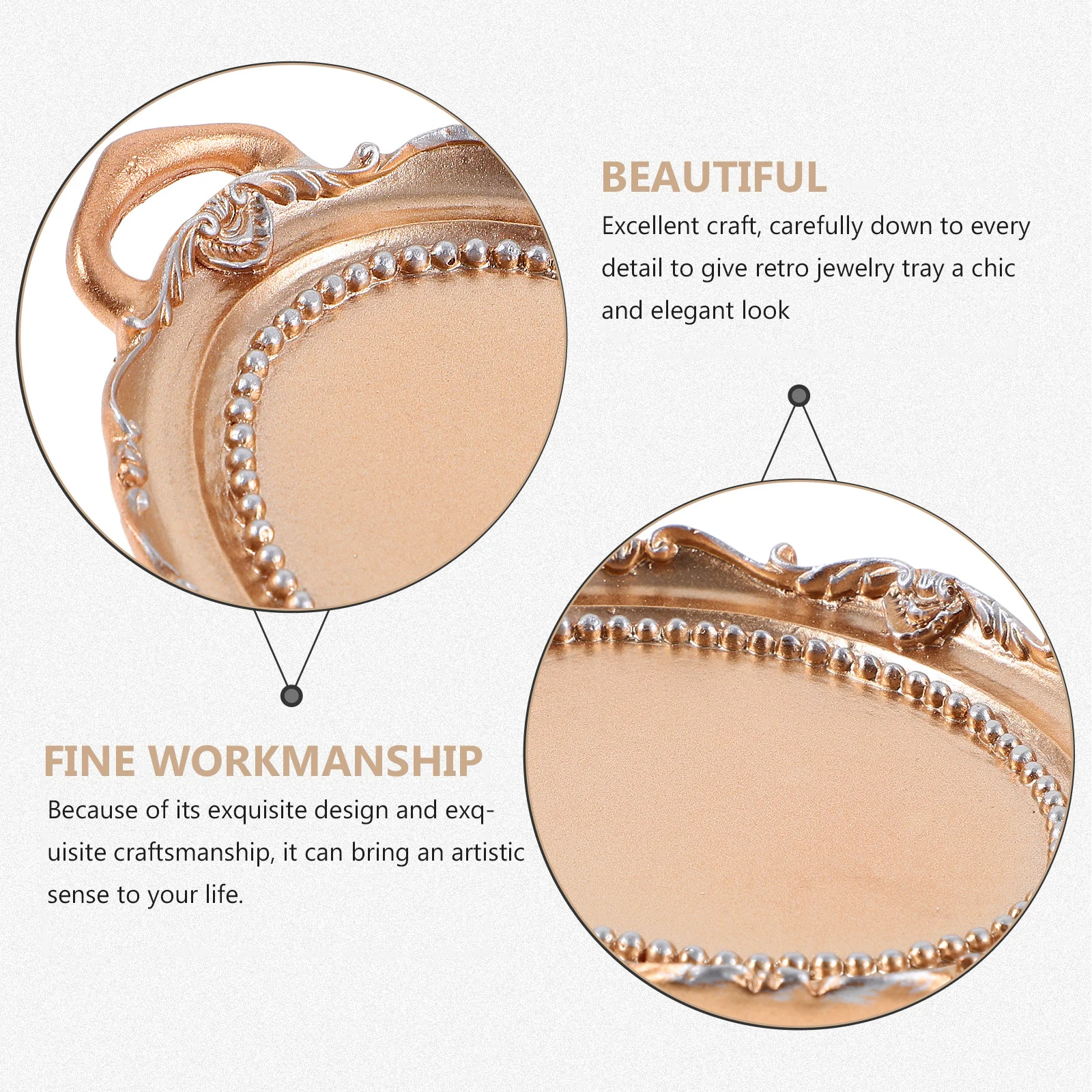 

1pc European Style Vintage Resin Jewelry Organizer Dish For Rings Earrings Necklace Storage Dresser Tray Makeup Display