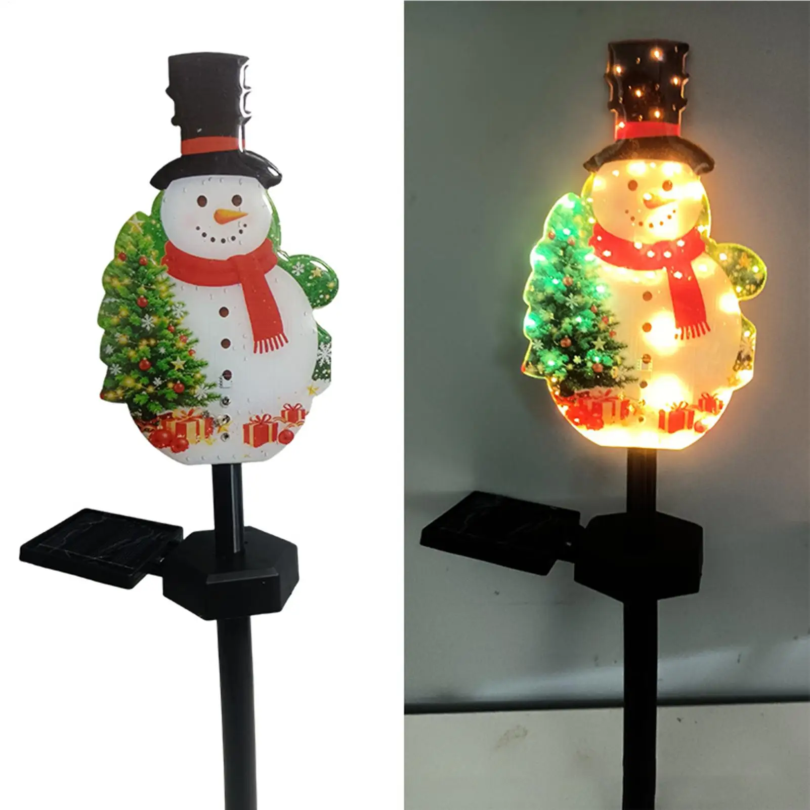 Solar Christmas Lights 2 Pieces Waterproof Holiday Outdoor Decoration Christmas Solar Powered Garden Stake Light For Front Yard