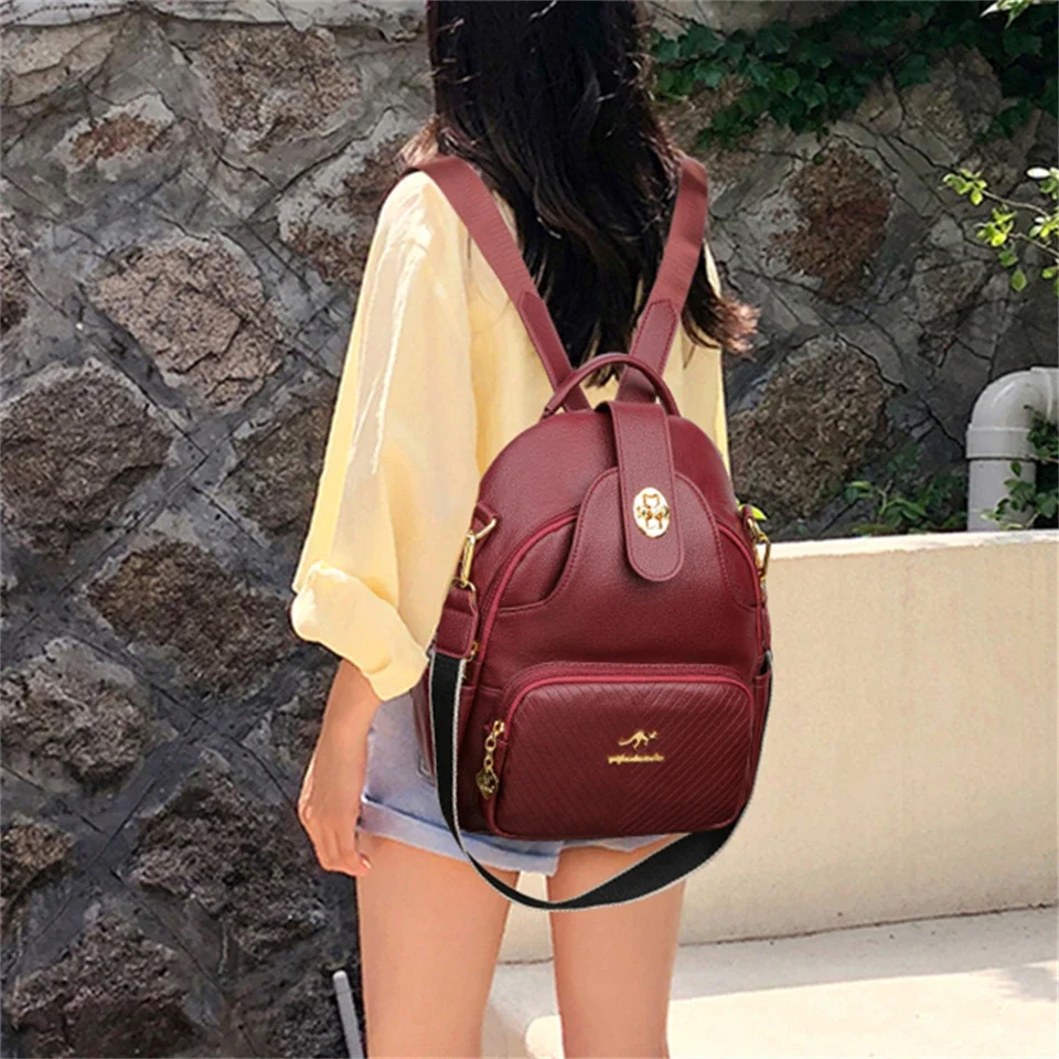 Women Backpack Female High Quality Soft Leather Book School Bags For Teenage Girls Sac A Dos Travel Back Pack Rucksacks Mochilas