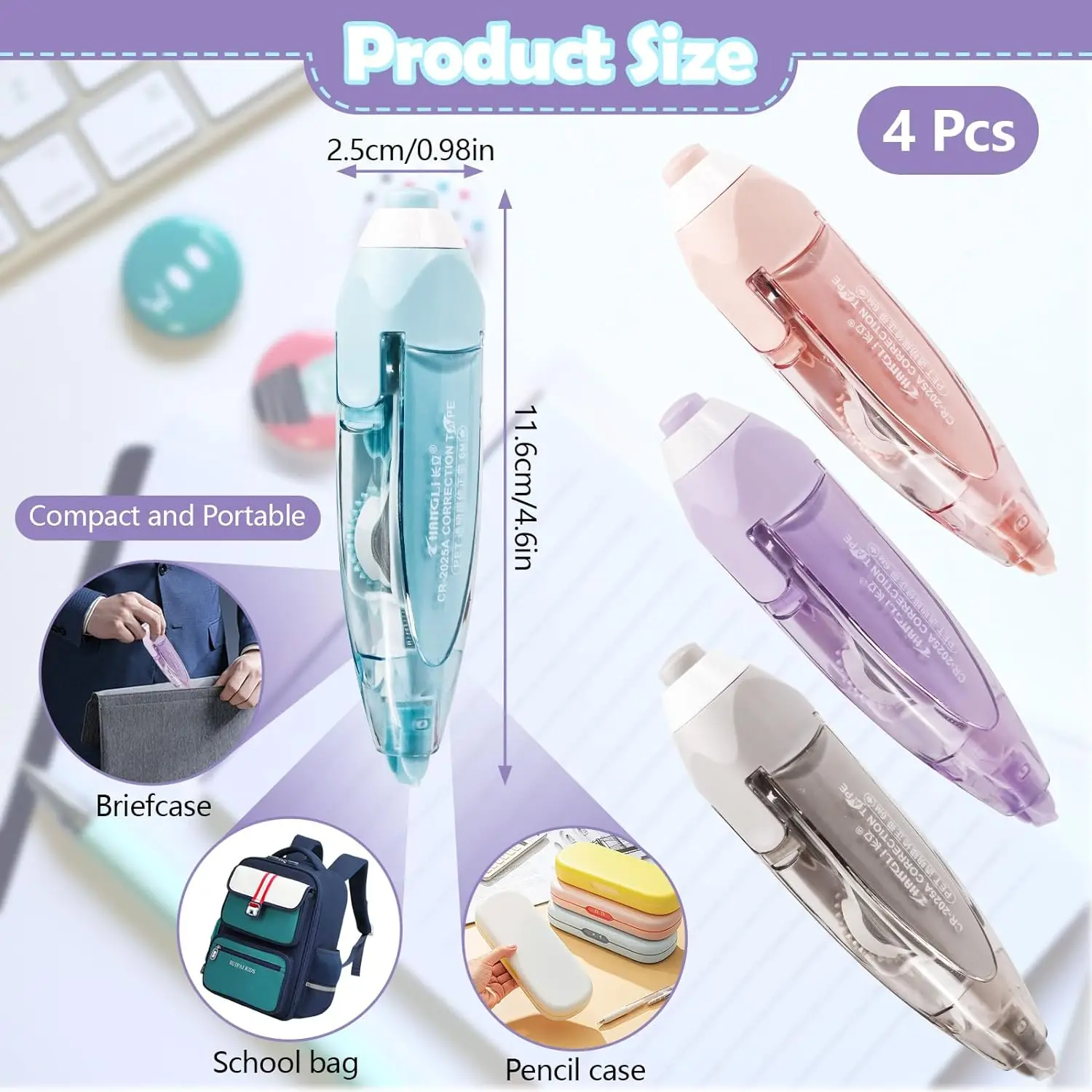 Morandi Color Retractable Correction Tape 5mm*6m Press Type Correction Tape Stationery Supplies Portable Corrective Tape