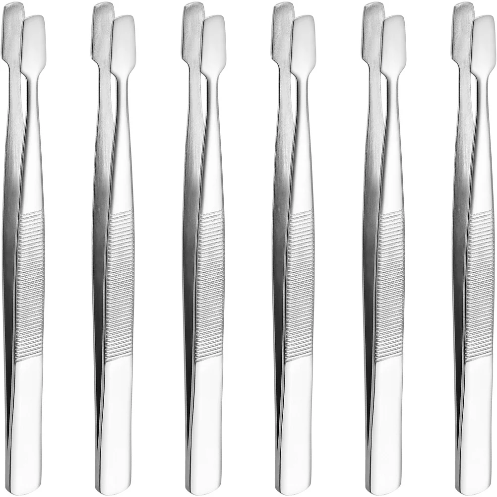 6Pcs False Eyelash Stamp Tweezers Stainless Steel Ergonomic Long Tweezers Non-Slip Multi-Functional Craft Tool