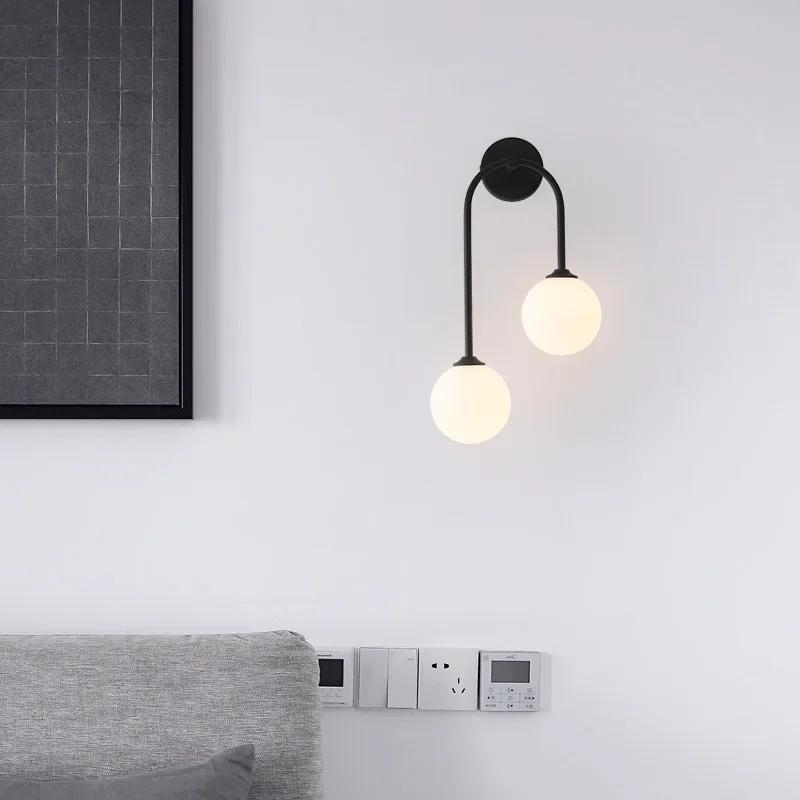 Nordic Wall Lamps Double Glass Ball Interior Wall light for modern Bedroom living dining Aisle Corridor Stair decor Lighting - view 2