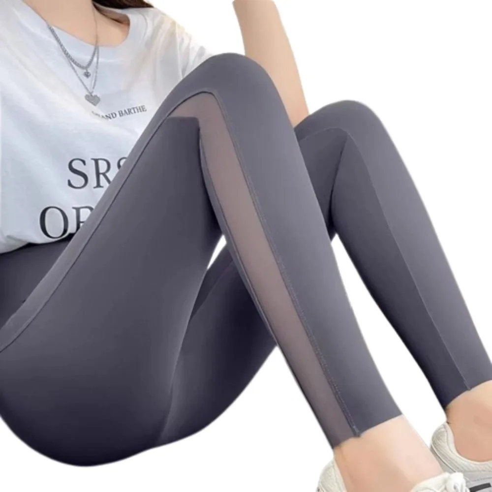 

Long Pants Mesh Women Sharkskin Pants High-waisted Nine-inch Summer Thin Leggings Slimming Hip-lifting Running Tight Pants Girl