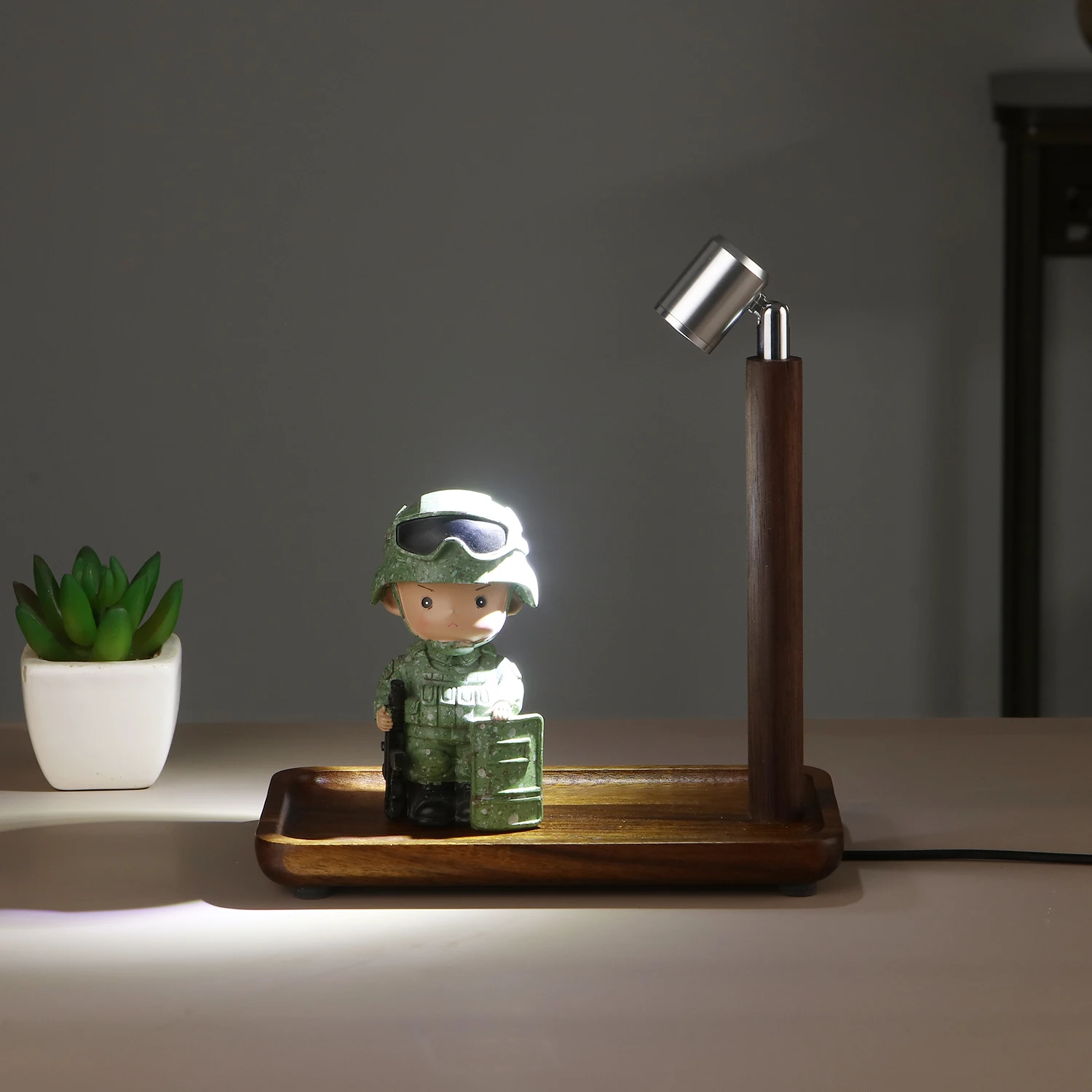 Wooden Table Lamp USB Powered Night Light Display Light LED Eye Protection Bedside Lamp Desktop Decorative Lights