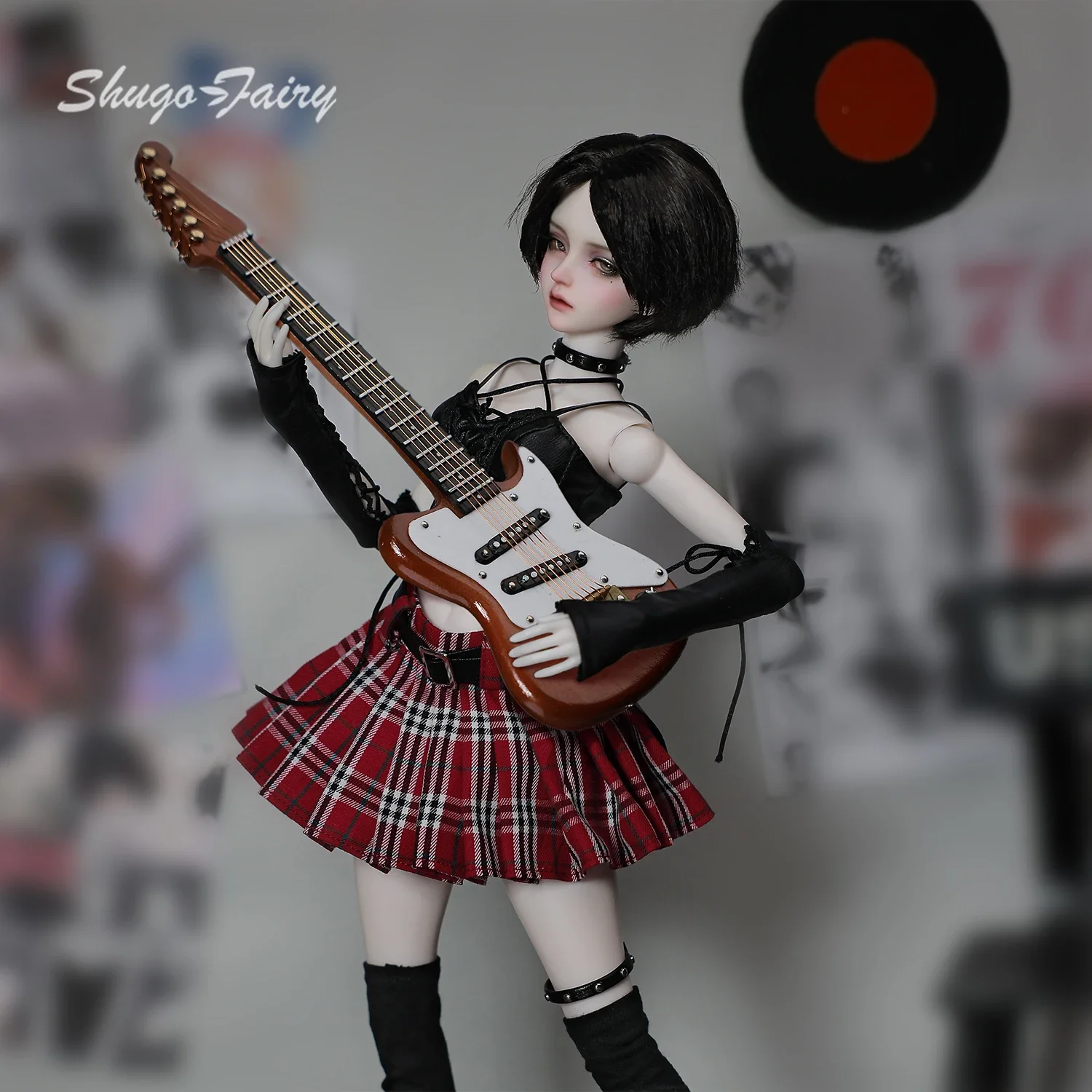 

Carmen F 1/4 BJD Punk Rock Guitarist Doll - Anime Style Full Set with Leather Outfit ShugaFairy Original