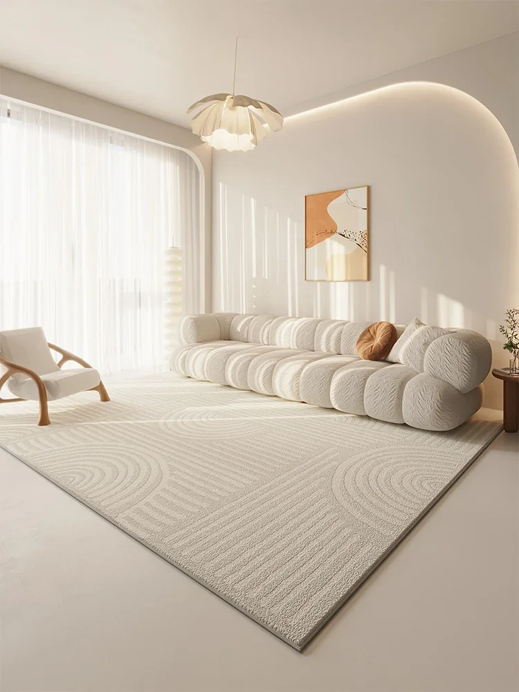 Cream Minimalist Striped Carpet Beige Large Area Living Room Carpets Comfortable Soft Bedroom Rug Extra Large Balcony Rugs Tapis