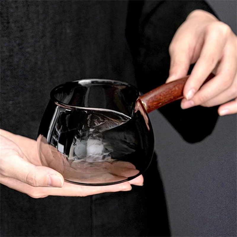 Creative Crank Side Wooden Handle Glass Tea Dispenser Fair Cup With Filter  Heat Resistant Kungfu Tea Set Teapot Tea Maker