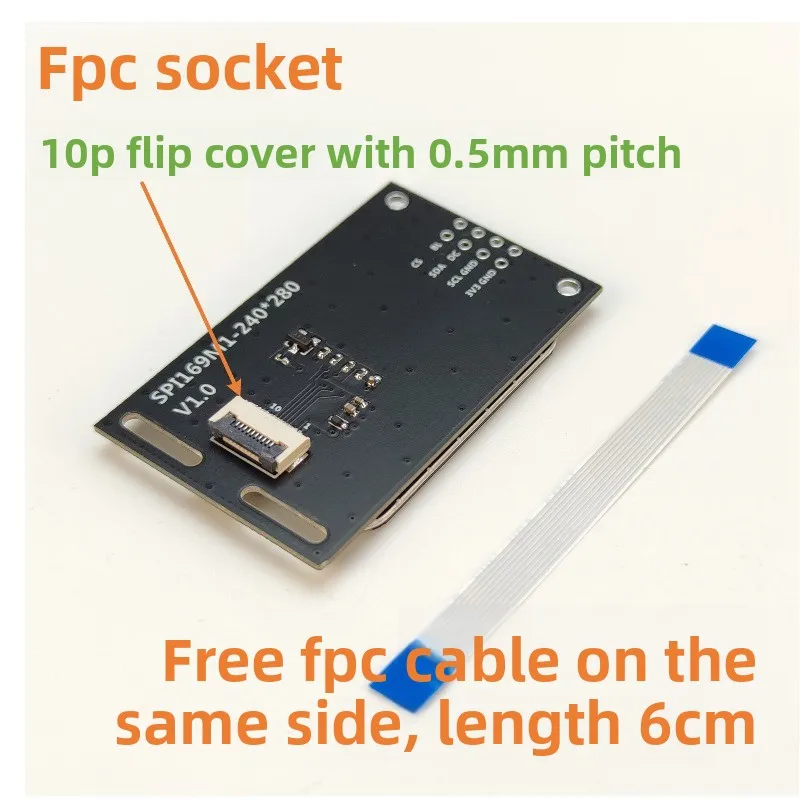1.69-Inch TFT LCD SPI interface, MCU STM32 display module, serial communication IPS panel