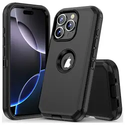 3 in 1 Heavy Duty Defender Armor Case for iPhone 16 15 14 13 12 11 Pro Max XR XS Max Heavy Duty Shockproof Hybrid Rugged Cover
