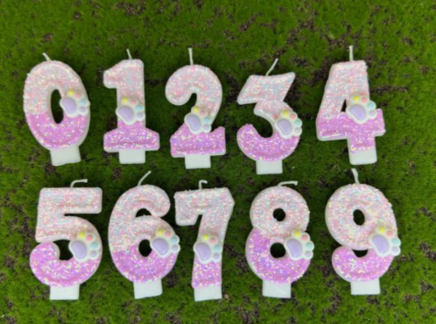 Farbverlaufsfarbene Pailletten, Hundepfoten, digitale Geburtstagskerzen, Kuchen, Party-Dekoration, Geburtstagsfeier, Hochzeitsgeschenke, Jungen und Mädchen – Detail 7