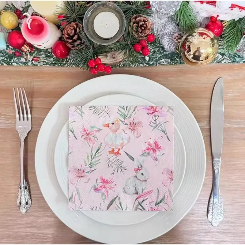 20 pezzi 33 cm 2 strati nuovo elemento pasquale stampato tovaglioli per feste coniglio anatra carta pieghevole stampata a colori carta decoupage fai da te