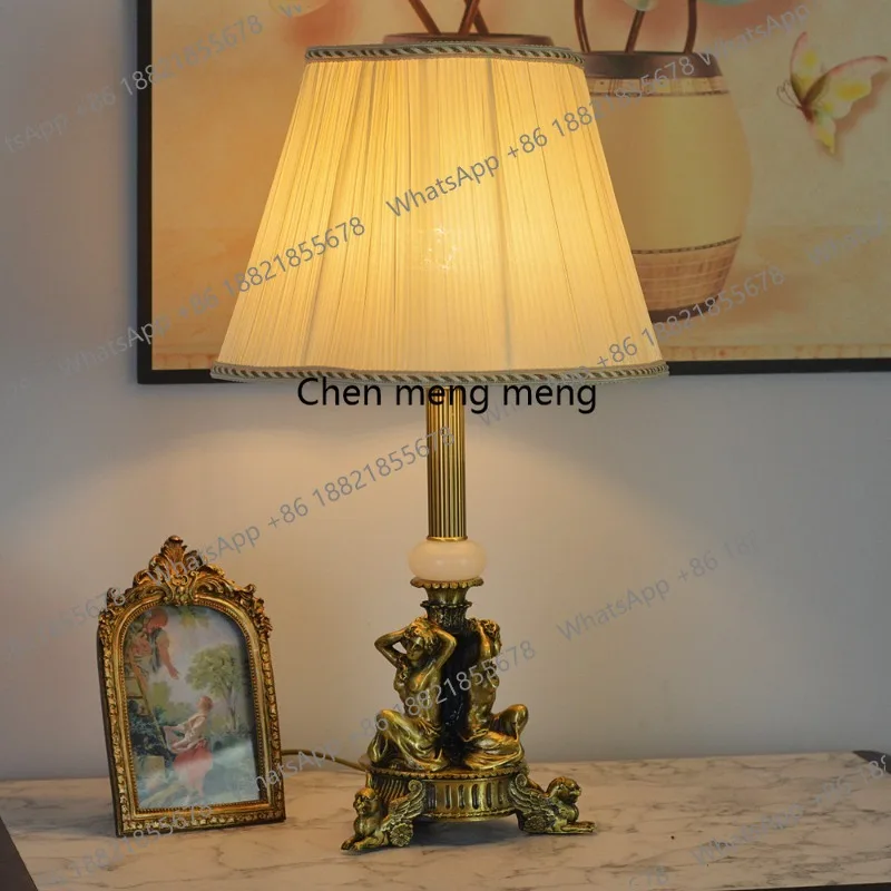

All copper American retro desk lamp European living room decoration office study French bedroom bedside lamp