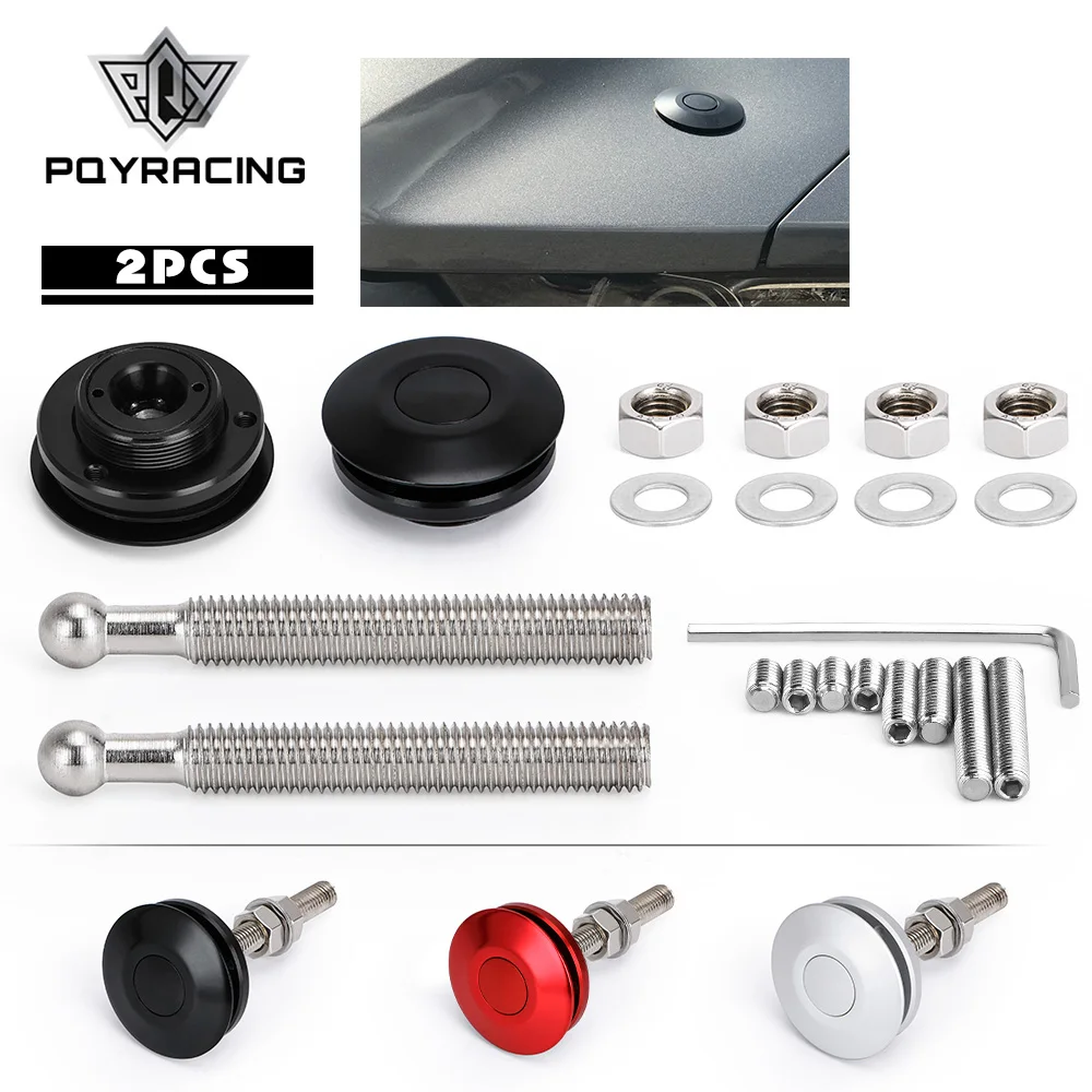 Sport Universal Push Button Billet Hood Pins Lock Clip Kit Car Quick Latch New For FORD Mustang 4.6L V8 96-04 PQY-HP31BK