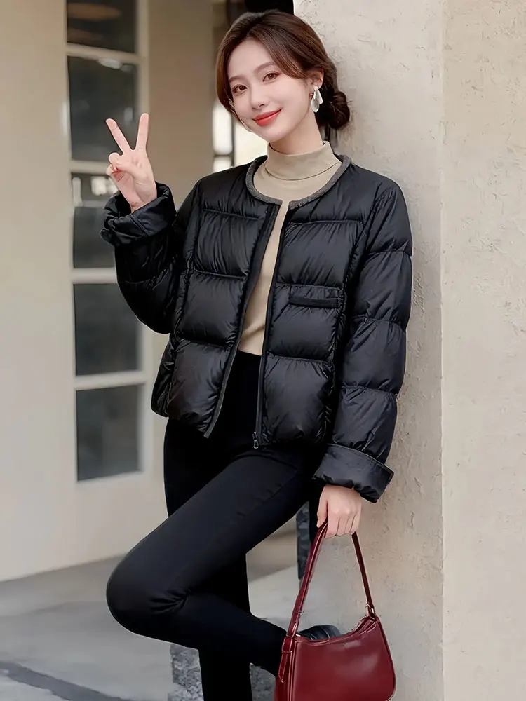 

Женская зимняя теплая куртка из хлопка с круглым вырезом, корейский стиль, свободный крой, премиум-класс