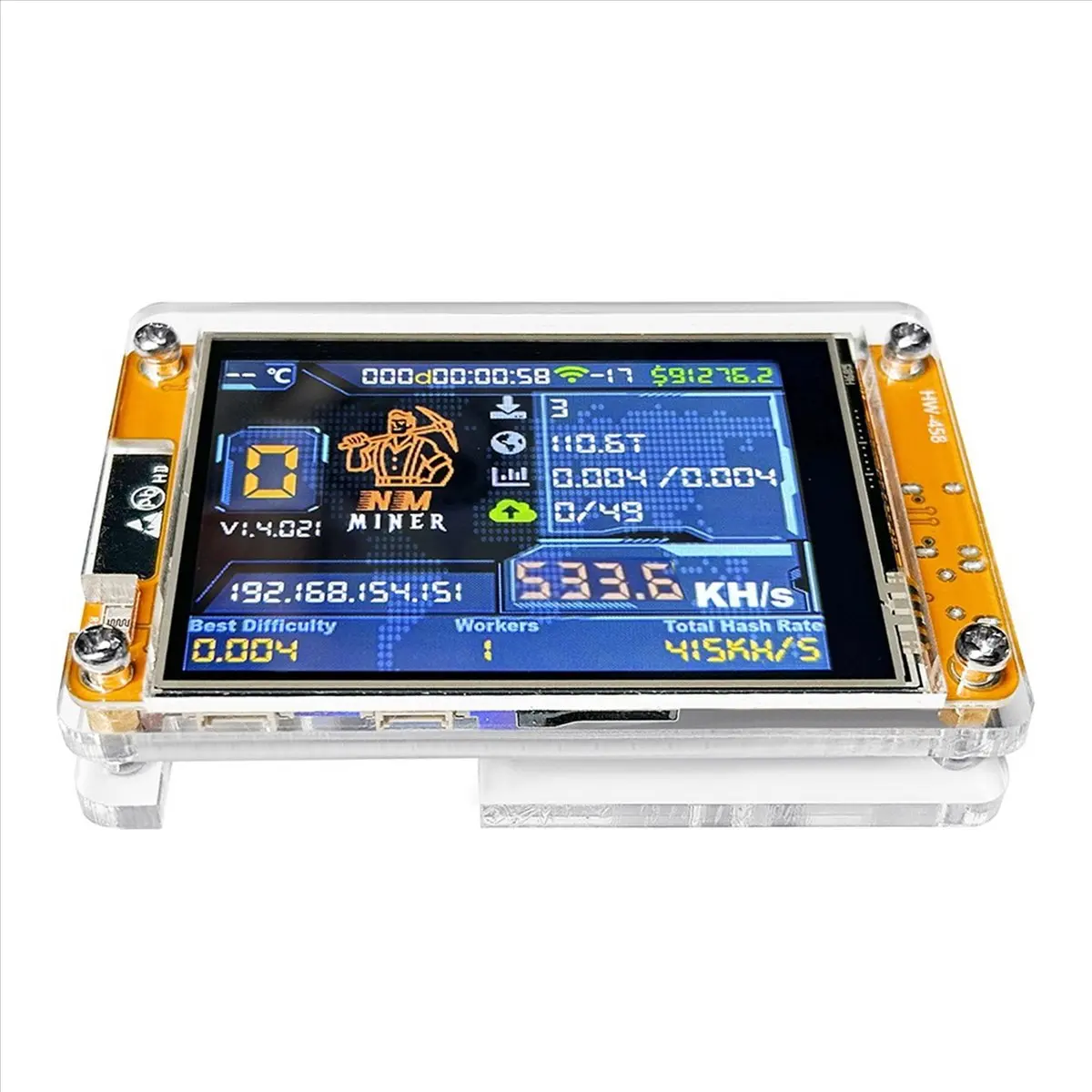 

A45U NMMiner NerdMiner V2 530KH/S Хешрейт BTC Solo Lottery Miner ESP32 2,8-дюймовый интеллектуальный дисплей Bitcoin Crypto Lottery Miner