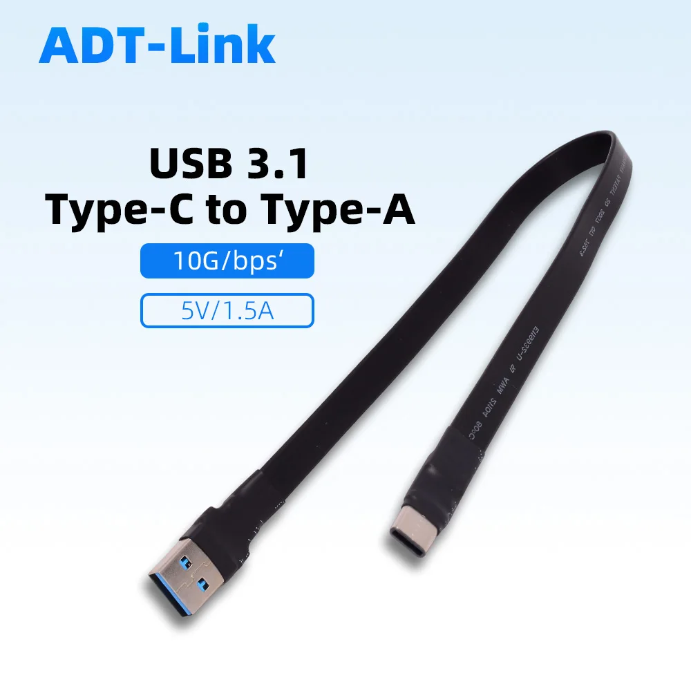 USB 3.1 USB-C Type-c إلى USB-A تمديد كابل مسطح 10Gbps سرعة كاملة لـ GPS ROCK Pi 4 Raspberry Pi لوحة تحكم دقيقة #1