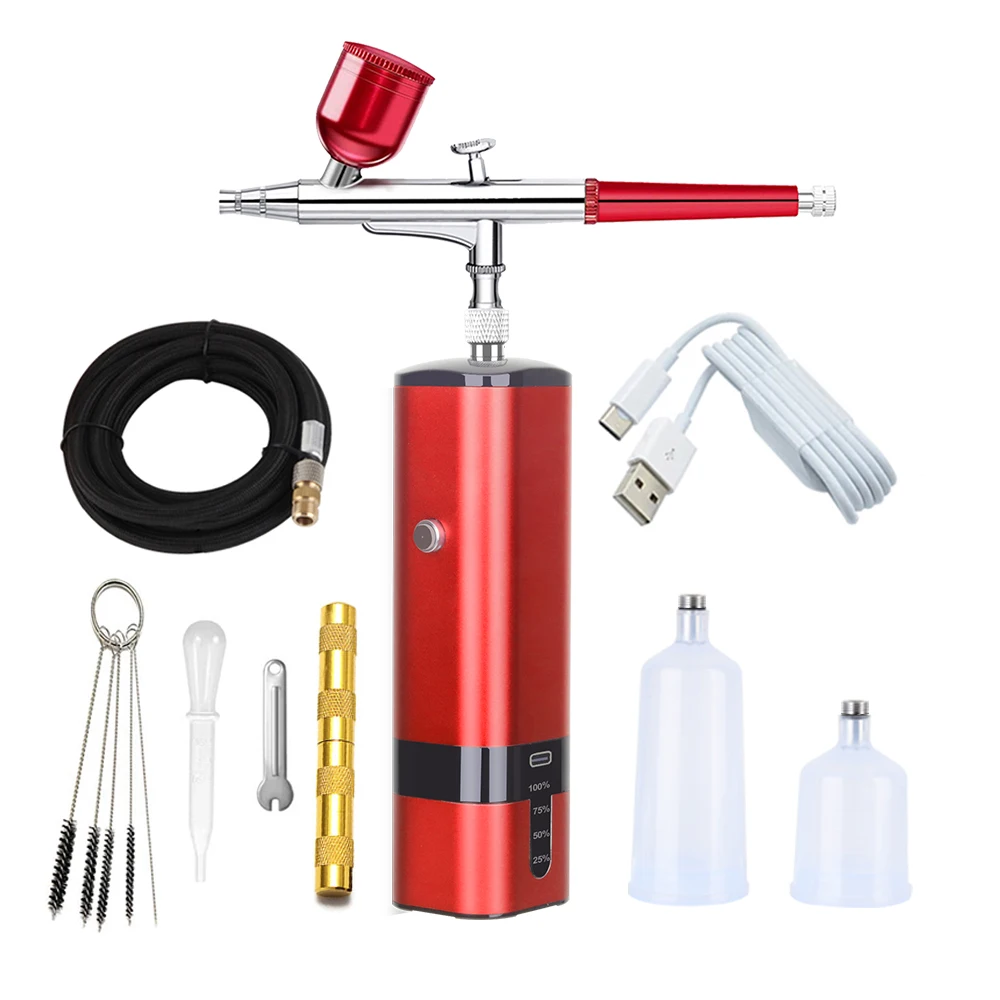 

TM80S-C-131 Mini Cordless Airbrush Compressor Kit Paint Spray Gun DIY High Pressure Makeup Nail Cake Car Art Pneumatic Set