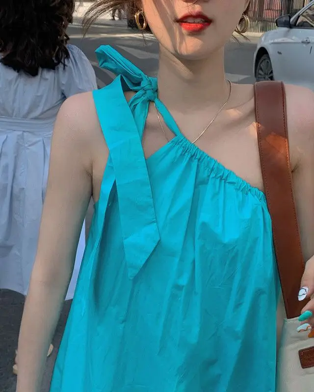 فساتين نسائية بدون أكمام فستان Milkmaid ربيعي شيفون Ditsy عيينة زهرية مجمعة مكشكشة جماليات عتيقة أنثوية #3