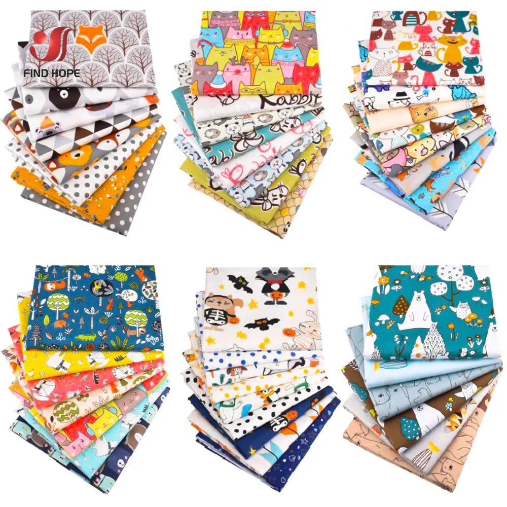 8PCS 25cm*25cm Cotton Fabric Printed Cloth Sewing Quilting Fabrics for Patchwork Needlework DIY Handmade Crafts Material