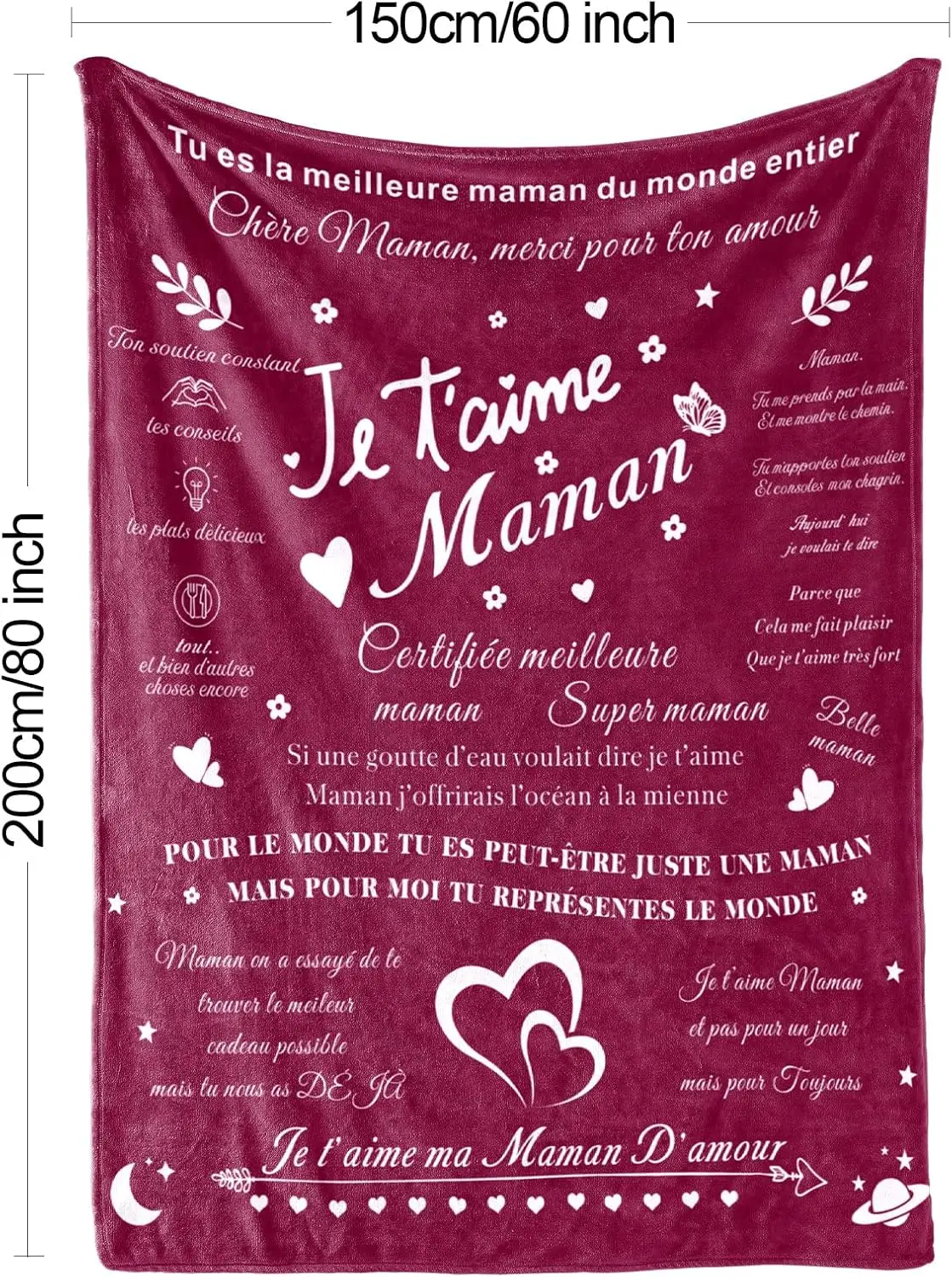 Ugtee Personalised Gift Idea for Mum Fleece Blanket Mother's Day Gift for Christmas Birthday Mum 150 x 200 cm