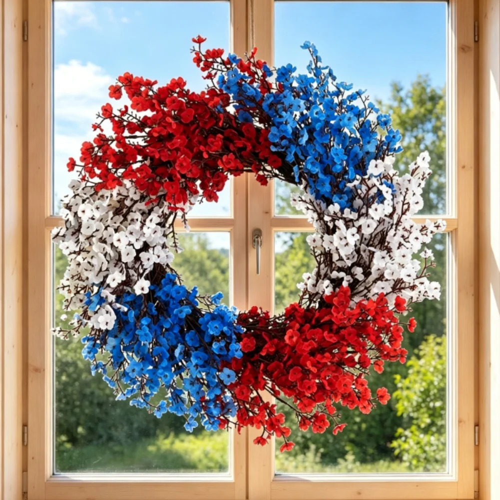 Independence Day Gypsophila Wreath in Silk Lightweight Wall Hanging for Home Styling and Professional Photography