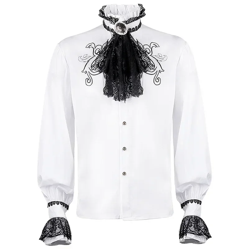 

New Renaissance Lace Embroidered Shirt Medieval Steampunk Gentleman's Top