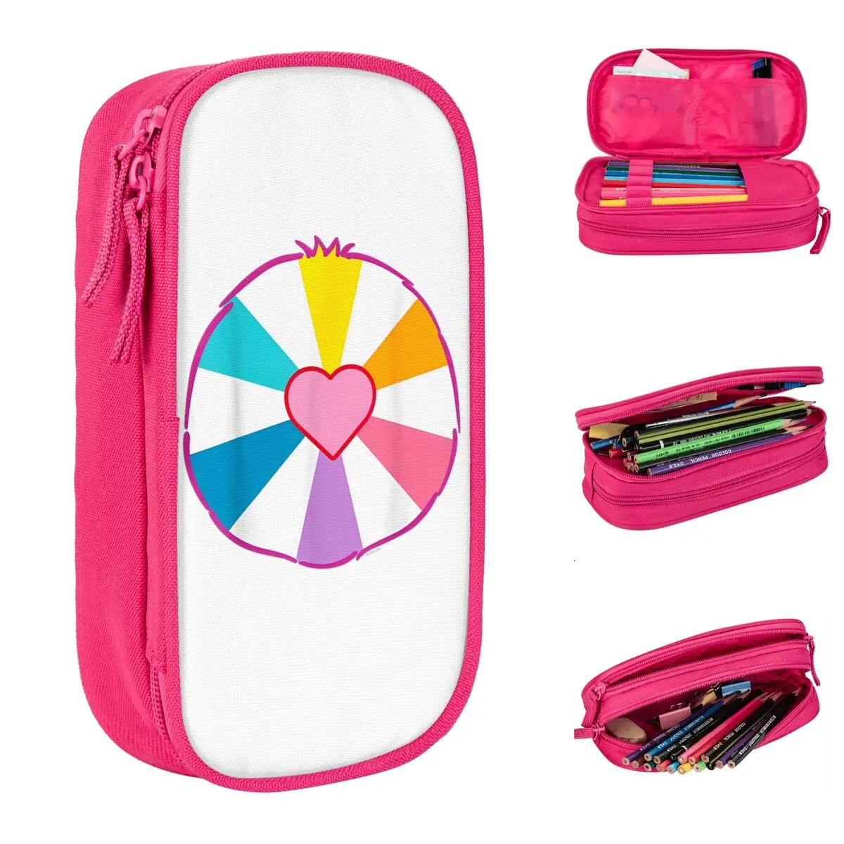 Estuche para lápices Care Bears Hopeful Heart Belly, bonito estuche para bolígrafos para niños, suministros escolares de gran capacidad, estuche para lápices con cremallera
