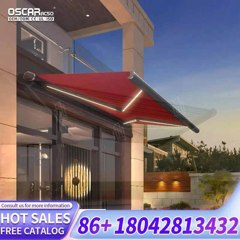 Automatic Retractable Motorized Aluminum Roof Canopy Sunroom Awning for Patio Garden Balcony Retractable Awning
