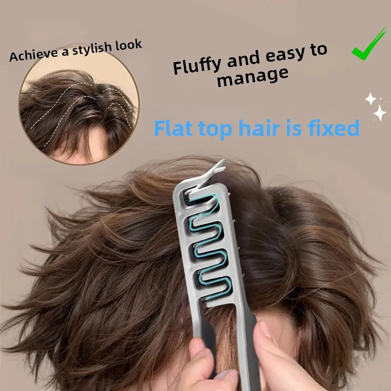 

Textured Pompadour Hair Styling Comb Men's Hair Parting Covering Bangs Stylish Wide Tooth Comb for Adult Hair Grooming
