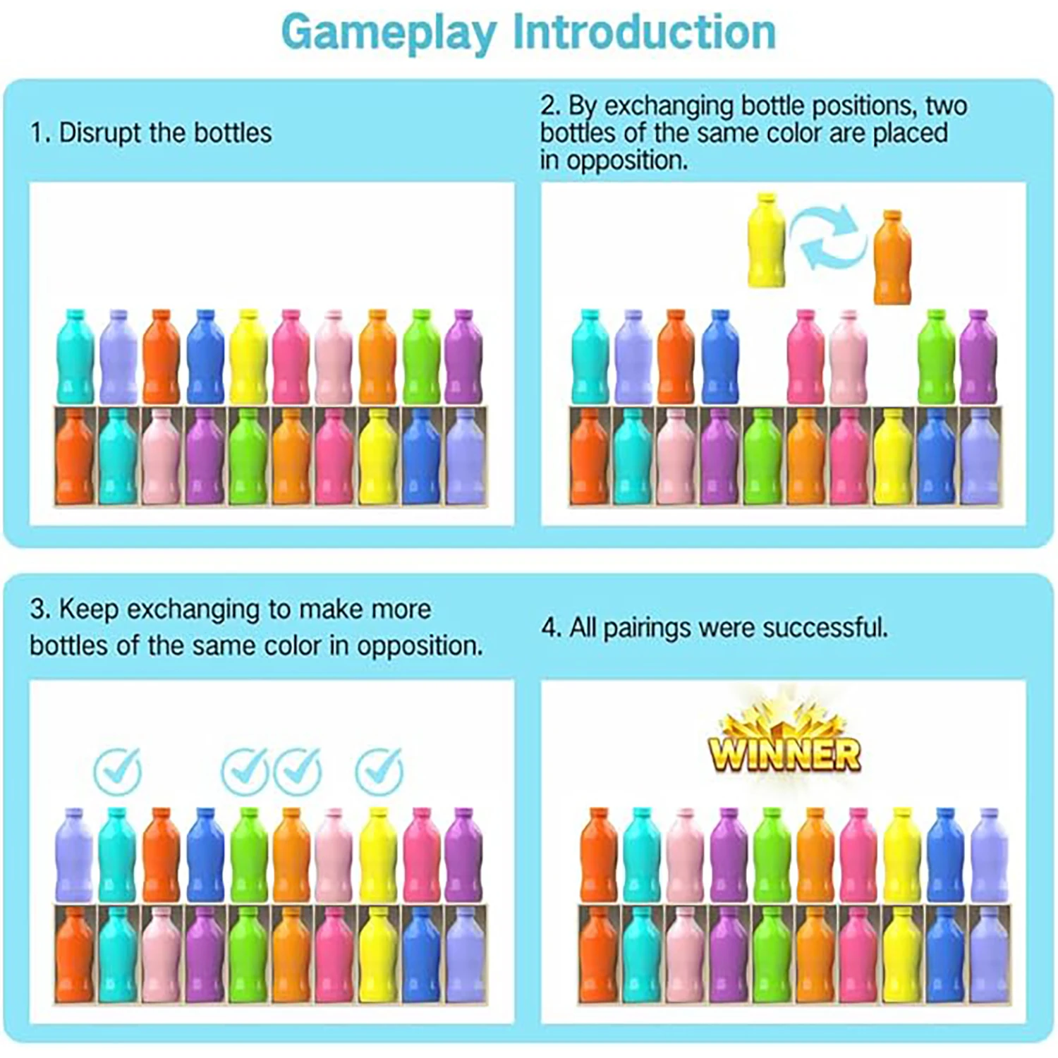 子供向け楽しいボトル推測ゲーム、論理的思考トレーニング、色合わせ認知パズルおもちゃ
