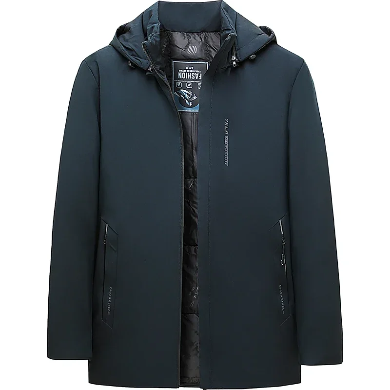

LIBIELIY Men Warm Coat Winter Warm Long Outwear Hooded Thicken Mid-length Hooded Puffer Jacket Fashion Parka Overcoat Male Winte