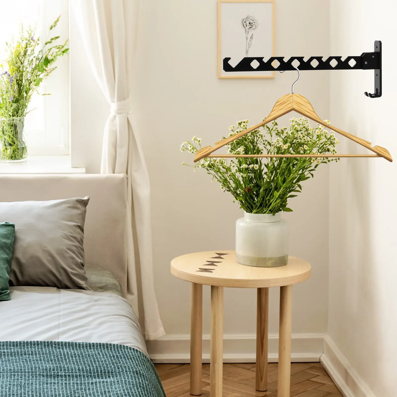 

Foldable Wall Mounted Metal Clothes Drying Rack Space Saving Garment Holder for Laundry Bedroom Use Foldable Clothes Drying Rack